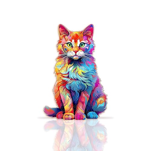 holzpuzzle Katze Erwachsene, Holzpuzzle Tiere füR Erwachsene und Kinder, Exquisite Geschenkverpackung, Geburtstagsgeschenk für Erwachsene und Kinder