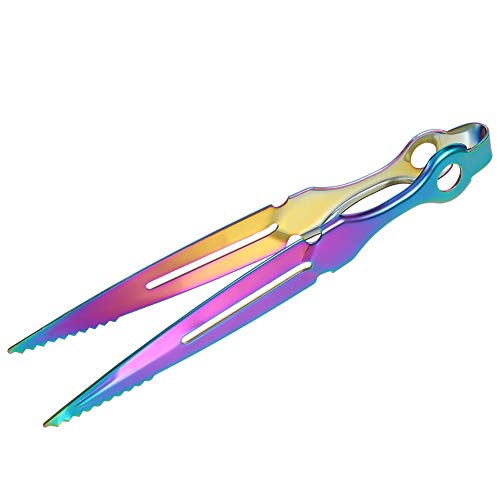 Xinzistar Shisha Zange Set Kohlezange Edelstahl Metall Zangen Wasserpfeife Shisha Kohlezangenhalter Zubehör für Holzkohle (Regenbogen)
