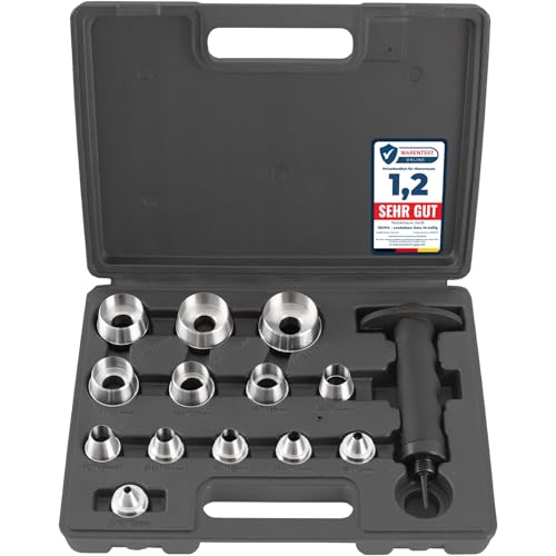 TECPO Locheisen Satz 14-teilig, Loch Stanzen 5-35mm Durchmesser Lochstanzer Henkellocheisen Werkzeug Set -Locheisenhalter mit ergonomischem Griff