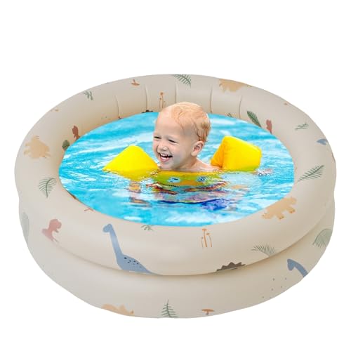 YFCJYBF Aufblasbarer Kinderpool – Kleines Planschbecken für Baby, Kinder & Haustiere | Beige PVC-Schwimmbecken für Garten, Strand & Sommer | Ideal als Babybadebecken & Hundeschwimmbad | Leicht & Tragb