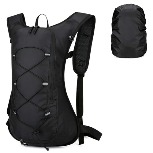 Zimoer Fahrradrucksack klein mit Regenschutz und Helmnetz, Ultraleicht 7L MTB Rucksack Herren Damen, Wasserdichter Wanderrucksack für Outdoor-Sport Reisen Wandern Camping Radfahren