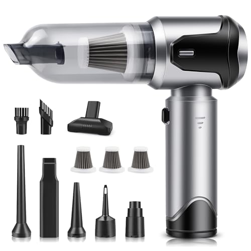 Lupxiu Handstaubsauger Akku Auto Staubsauger Stark 22000Pa Handstaubsauger Kabellos 3-Gang Mini Staubsauger 4 in 1 Autostaubsauger Multifunktionaler für den Auto, Haus, Küche, Tierhaare Grau