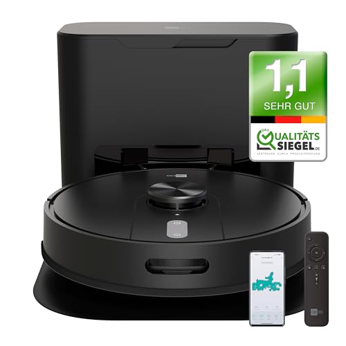 aeco VacuBot X5 PLUS Saug/Wischroboter & Absaugstation 5000Pa Saugkraft/LDS Navigation/120m²Saug- & 100m²Wischbereich/160min Akkulaufzeit/18mm Hindernisüberwindung/Infrarot Fernbedienung/App-Steuerung