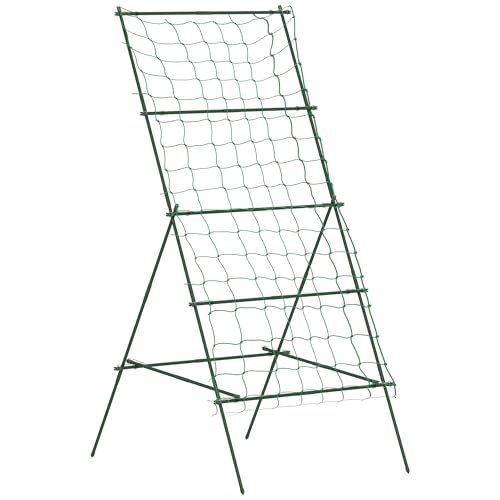 Outsunny Rankgitter aus Stahl zum Stecken rostfrei Rankhilfe in A-Form für Kletterpflanzen Spalier 101x133x227 cm Garten Spalier Pflanzenspalier für Gemüse Blumen Kletterpflanzen Grün