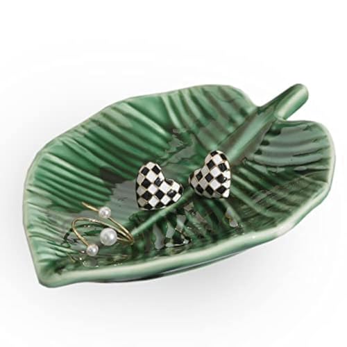 Titanape Grünes Blatt Deko Schmuckschale, Schmucktablett für Ring Halskette Armband Organizer, Schlüsselschale, Geschenke für Frauen, Mädchen, Sie, Freundin