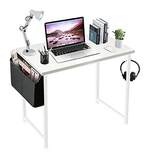 Lufeiya Weißer kleiner Schreibtisch für Schlafzimmer – Student Kinder Arbeitszimmer Schreibtisch für Zuhause, Büro, Schlafzimmer, kleine Räume, 81,3 cm, moderner Mini-Laptop-PC-Computertisch, Weiß