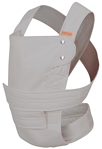 marsupi Babytrage und Neugeborenen-Trage, leichte und kompakte Babytrage mit stabilem Klettverschluss-System (L, Breeze/lightgrey)