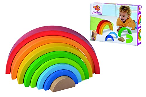 Eichhorn - Regenbogen, Sortier- und Stapelspielzeug in farbenfrohen Farben, 8 teilig, 17,5 cm lang, aus Birkenholz, ab 1 Jahr