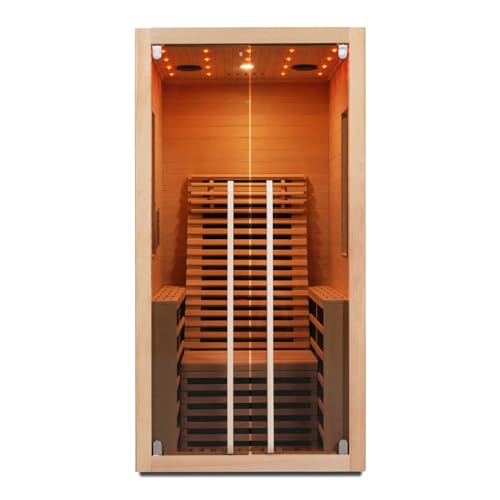Infrarotkabine Infrarotsauna Carbon 1, Für 1 Person, Mit Sternenlicht LED Beleuchtung, MP3 Player inkl. Bluetooth, 8 Carbon Heizplatten, Relax Sitz