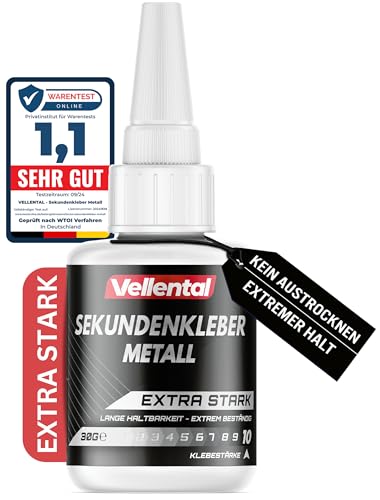 Sekundenkleber Metall extra stark 30g - Metallkleber wasserfest, hitzebeständig & mit Nadel Verschluss gegen Austrocknung - Metall Kleber zum Verkleben von Metallen aller Art