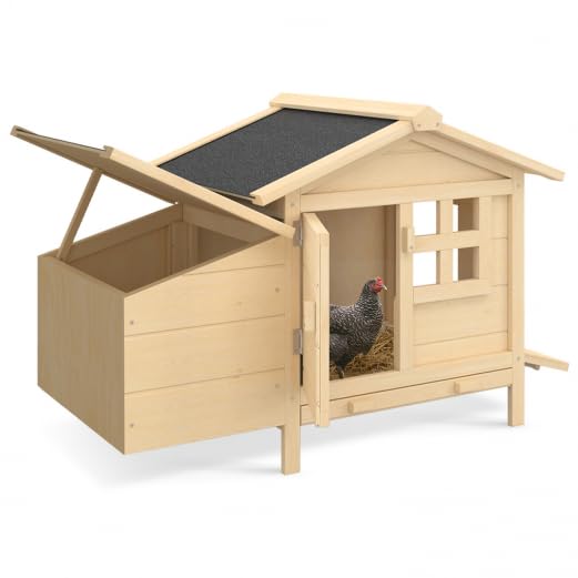 IDMarket - Hühnerstall auf Stelzen mit Legenest aus Holz: Schützt Hühner vor Raubtieren, erhöhtes Nest, einfach zu reinigen, für 2-3 Hühner, Maße: L. 99 x B. 55 x H. 66 cm, Grau