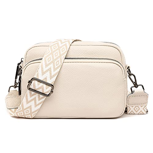 TIAASTAP Damen Handy Umhängetasche Echtes Leder Crossbody Bag Damen Handytasche zum Umhängen, Umhängetasche Damen Klein Moderne Taschen mit Breitem Schultergurt u 3 fächern