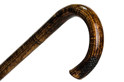 Gehstock für Herren und Damen Bend 89-92 cm - Handgefertigt Wanderstock Holz mit Rutschfestem Gummi