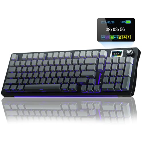 AULA S98 Pro Gaming Tastatur Mechanisch,3 Modi Mechanische Tastatur Kabellos mit Bildschirm,Knopf,Gasket Struktur,Hot-Swap-fähige Custom Keyboard,Wireless Gaming Keyboard RGB,QWERTY (Schwarz)