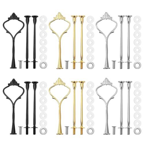 COACOM 6 Teiliger Obsttellerständer, Tortenständer-Set, Abgestufte Metallstangen, 2- Bis 3-Stufiger Hochzeitstortenständer, Geeignet Zum Platzieren Von Kuchen, Süßigkeiten, Keksen Und Früchten