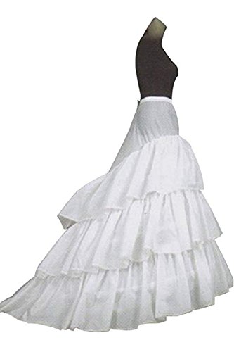 CLOCOLOR Damen 3 Schichten A-Line Hoops Krinoline Lange Petticoats Unterrock Underskirt Reifrock für Brautkleider Weiß