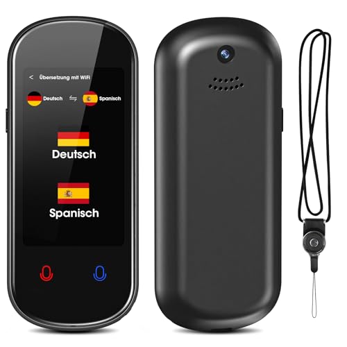 SLWOO Translator, 138 Sprachübersetzer, AI Übersetzer mit Sprach-Ein-/Ausgabegerät, Foto Übersetzung/WIFI/Hotspot/Offline Sofortübersetzer für Lernen, Reisen und Business (Schwarz)