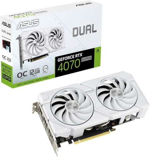 ASUS Dual GeForce RTX 4070 SUPER EVO White OC Edition 12GB GDDR6X Gaming Grafikkarte (Nvidia RTX4070 SUPER DLSS 3, PCIe 4.0, 1x HDMI 2.1a, 3X DisplayPort 1.4a, DUAL-RTX4070S-O12G-EVO) + Indiana Jones