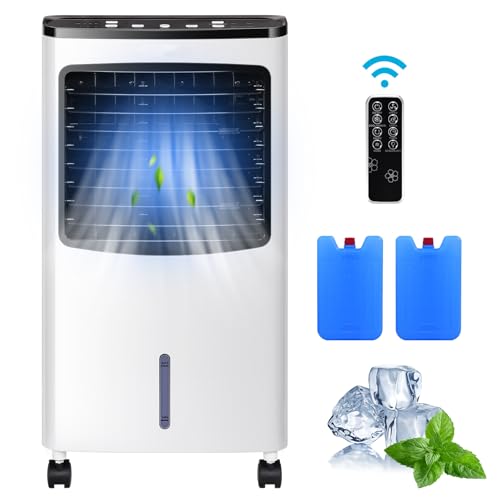 SOARS Klimaanlage mobil ohne Abluftschlauch, 3 in 1 Air Cooler, Ventilator, Luftbefeuchter, Klimagerät mit Fernbedienung, 3 Geschwindigkeiten, 7,5H Timer, 8L Wassertank, Leiser 75W Luftkühler