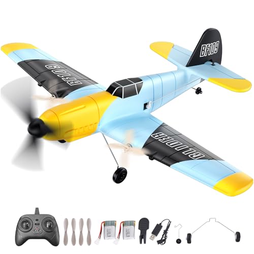 FTJKGH RC Flugzeug BF-109 Messerschmitt, 2.4GHz RC Plane 3-Kanal-RTF RC Segelflugzeugspielzeug, 6-Achsen-Gyro-Stabilisator, RC Steuerung RTF für Anfänger, Kinder, Erwachsene