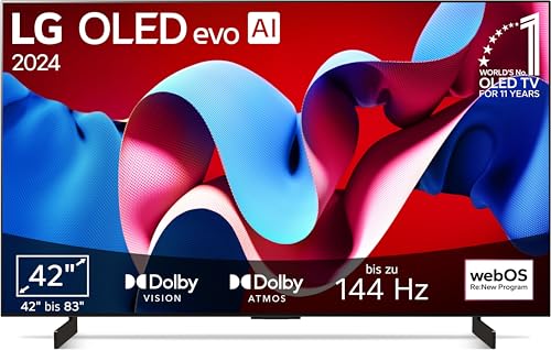 LG OLED42C47LA TV 42' (106 cm) OLED evo Fernseher (α9 Gen7 4K AI-Prozessor, webOS 24, Dolby Vision, bis zu 120Hz) [Modelljahr 2024]