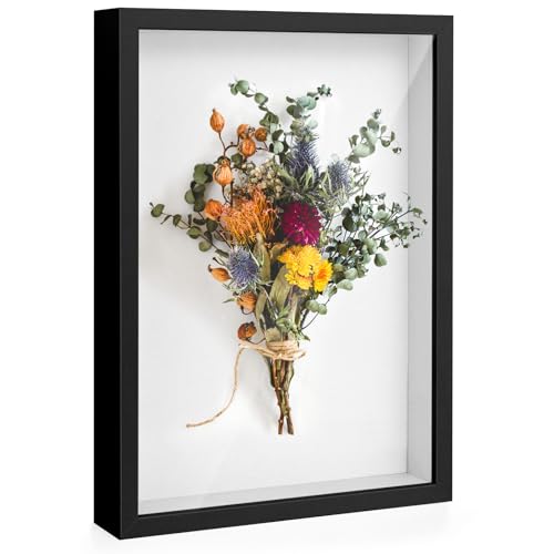 3D Bilderrahmen zum Befüllen 20x29 cm Tiefer Bilderrahmen A4 3D Objektrahmen Rahmen für Fotos Blumen Souvenirs und DIY Kunsthandwerk - Schwarz