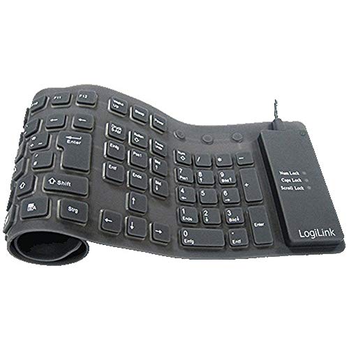 LogiLink ID0019A - flexible & wasserfeste Tastatur (QWERTZ) 109 Tasten, mit USB-PS/2 Adapter, Farbe: Schwarz