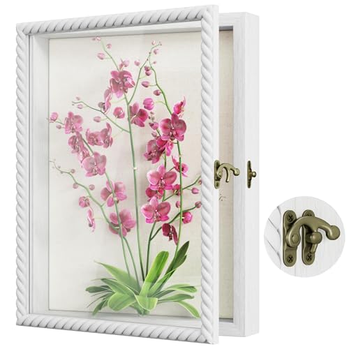Alsonerbay Bilderrahmen Zum Befüllen 3d Bilderrahmen 28x35cm Drallform，Objektrahmen Schattenbox mit Glasscheibe Befüllbarer Bilderrahmen für Hochzeit Taufen Reisen Geburtstag Weiß