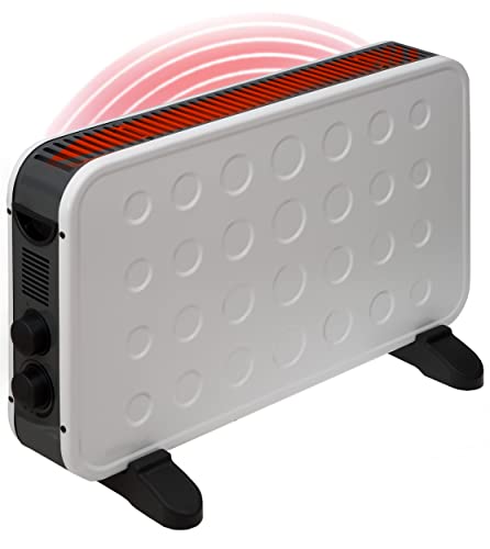 Brollux Elektroheizung 2000W W2K mobiles Heizgerät mobiler Konvektor Elektroheizkörper Elektrische Heizung mit Thermostat weiÃŸ
