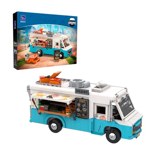 PANTASY Nostalgisches Food Truck Baukasten - Wohnmobil-Fahrzeugbau Retro Step Van Bausatz für Jugendliche und Erwachsene, Sammlermodell Bauklötze Spielzeug