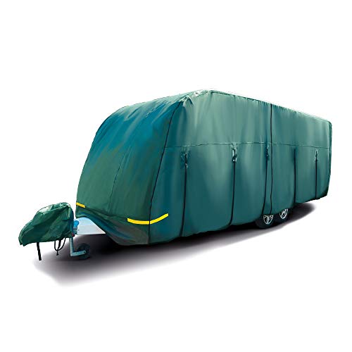 Maypole Wohnwagen Schutzhülle 410 cm – 500 cm Länge, 4-lagig atmungsaktiv, wasserabweisend, grün