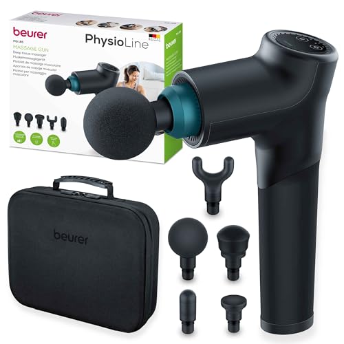Beurer MG 185 Massagepistole, Massage Gun mit 5 Aufsätzen, kraftvolle Triggerpunktmassage, Lockerung von Verspannungen, Muskelmassagegerät mit 9 Intensitätsstufen, mit Akku