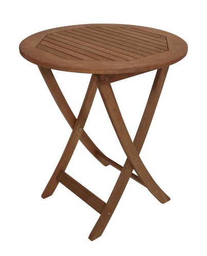 DEGAMO Gartentisch Bistrotisch Rio 65cm rund, Eukalyptus Holz braun geölt, FSC®-Zertifiziert, Outdoor