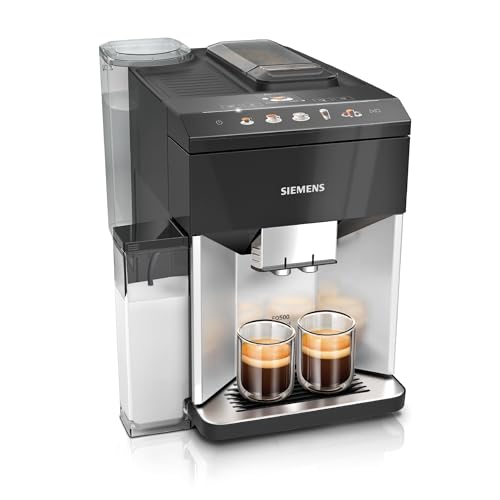 Siemens Kaffeevollautomat, EQ500 integral, 10 Spezialitäten, 2 Tassen gleichzeitig, Wassertank 1,9 l, inkl. BRITA Wasserfilter, Daylight silver/Klavierlack schwarz