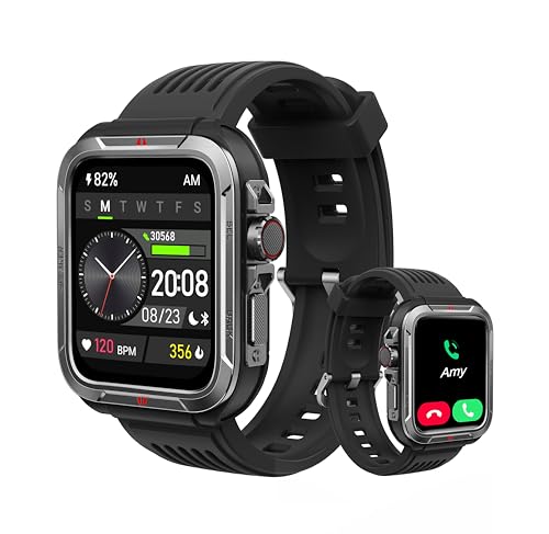 Yukigefe Smartwatch mit Telefonfunktion, 1.8' Touchscreen Smart Watch Unisex mit Alexa, IP68 Wasserdicht, Fitness Tracker mit 100+ Sportmodi, Herzfrequenz/Blutsauerstoff/Stress/Schlafmonitor