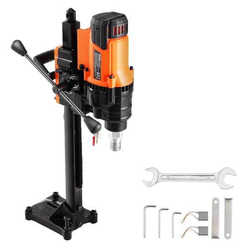 VEVOR Kernbohrmaschine Diamantkernbohrgerät mit Bohrdurchmesser 2-20 cm mit Ständer und Kernbohrer, 3000 W robuster Beton-Kernbohrer, Nass- und Trockenanwendung für Beton Ziegel