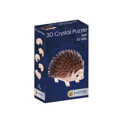 Crystal Puzzle | 3D Igel Braun| Transparentes Design | 55 Teile | Bausatz für Kinder und Erwachsene | HCM Kinzel