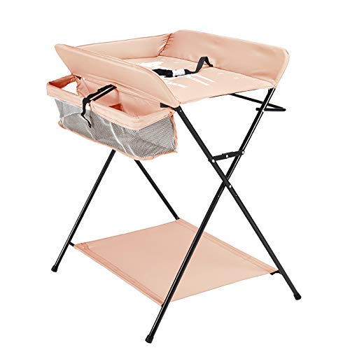 ERnonde Mobil Wickelkommode, Wickeltisch Badewanne, Klappbare Wickelstation, 3 Fächern Baby Wickeltisch, Wickelauflage Für Babys bis 12 Monaten
