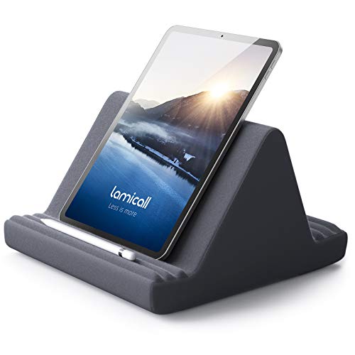 Lamicall Tablet Halter Kissen, Tablet Ständer - Kissenhalter Halterung Bett Sofa für New 2022 iPad Pro 9.7, 10.5, 12.9, iPad Air Mini 2 3 4, Switch, Samsung Tab, iPhone, Bücher, andere Tablet - Grau