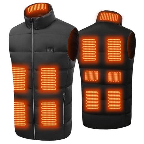 Avarmora Beheizbare Weste Heizweste Elektrische Beheizte Weste mit 3 Temperaturregler 11 Heizzone Beheizbare Jacke Heizweste für Herren Damen Outdoor Skifahren Angeln Camping