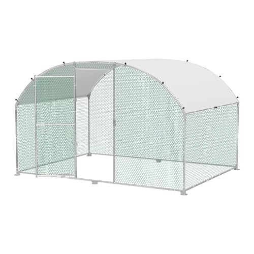XMTECH Hühnerstall 3x2m Metall Freilaufgehege Freigehege, Geflügelstall Kleintiere, Verzinkter Stahlrahmen mit PE Dach, Bogenaufsatz