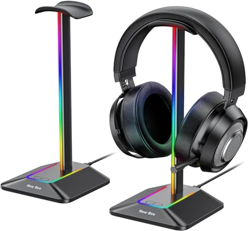 New bee RGB Kopfhörer Ständer,Gaming-Headset-ständer Headset Halterung Wireless Charge Kopfhörer Halter mit 1*USB 7 Lighting Effects Modes Schwarz