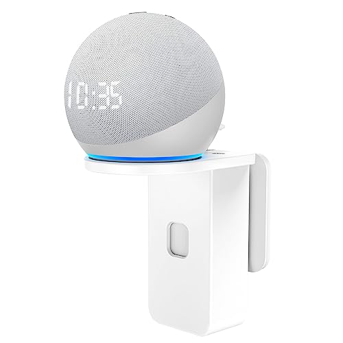 Cozycase Wandhalterung für Echo Dot 4/5. Gen mit Uhr - Platzsparend Halterung Zubehör für Pop/Google Nest Mini, Ideal für Küche Bad, Kein Lochen notwendig (1-Packung, Weiß)