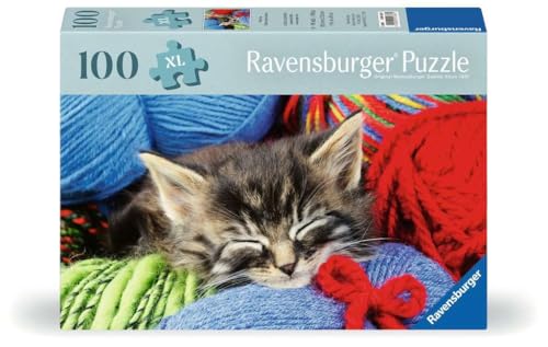 Ravensburger Puzzle 12001363 - Wollkätzchen - 100 Teile Katzen-Puzzle für ältere Menschen und Senioren, mit größeren, griffigen Puzzleteilen, großer Bildvorlage und mit Stabiler Unterlage zum Puzzeln