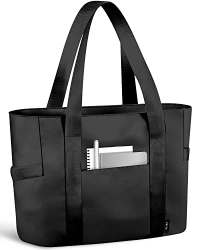 Prite Handtasche Damen Groß Tote Bag Shopper Tasche Arbeitstasche Umhängetasche Laptoptasche für Arbeit, Klinik, Uni, Reisen, Fitnessstudio (Schwarz)