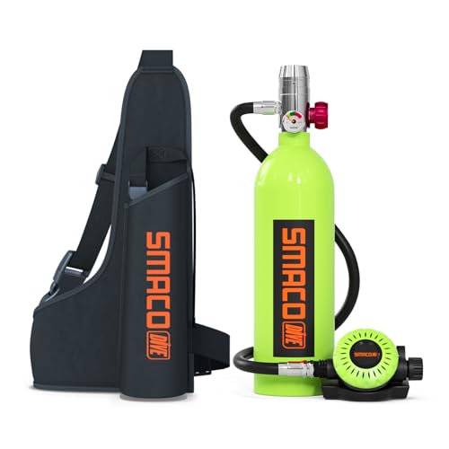 SMACO Mini Tauchflasche 1L Kleine Sauerstoffflasche Tauchen Mini Taucherflasche bis zu 20 Minuten Tauchen Sauerstofftank Taucher Set Tauchausrüstung Tragbare S400
