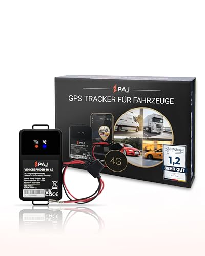 PAJ GPS - 4G GPS Tracker für Motorrad, Auto und Fahrzeuge - Direktanschluss 9-75 V, Diebstahlschutz, Live-Ortung per App, 365 Tage Streckenspeicher (4G - Anbringung auf Batterie 40cm Kabel)