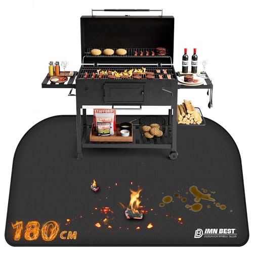 Feuerfeste Unterlage 180x100cm, Faltbare Grillmatte Bodenschutz Grillunterlage, Silikon-Glasfaser Hitzebeständige Wasserbeständige Grillmatte für BBQ Grills, Kamin, Boden, Rasen und Camping