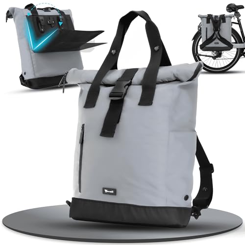 MIVELO Fahrradtasche für Gepäckträger - Fahrradrucksack Damen aus wasserabweisendem Material - Gepäckträgertasche hinten - Fahrrad Tasche & Rucksack mit klappbarem Rückenteil (Reflektierend)