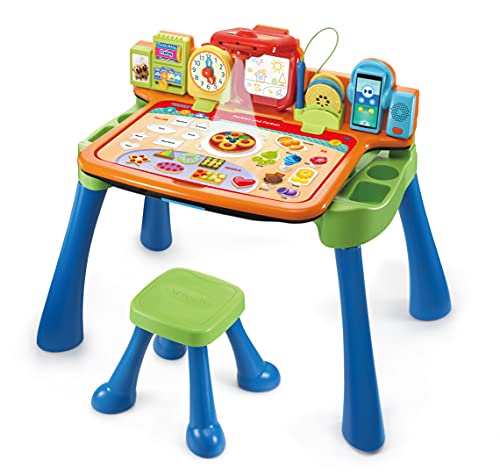 Vtech 5-in-1 Magischer Schreibtisch – Interaktiver Kinderschreibtisch inkl. Hocker – Mit Kreidetafel, Staffelei, Schreibfeld und Projektor – Für Kinder von 3-6 Jahren